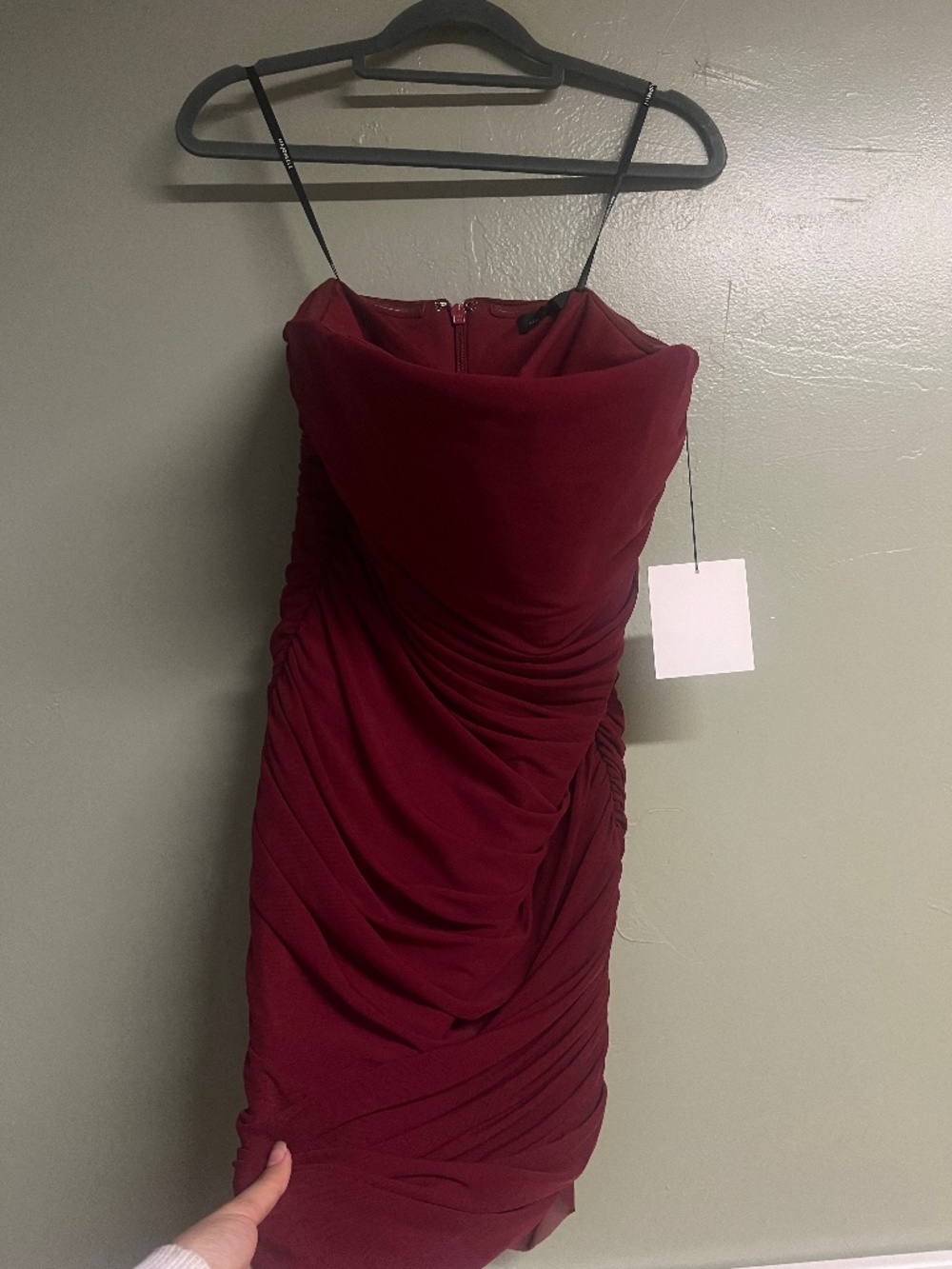 Majorelle red ruched sleeveless mini dress
